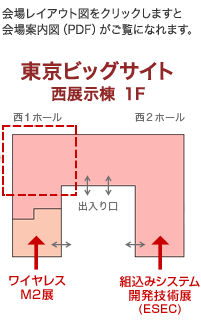 簡略化した東京ビッグサイト西展示場棟1階レイアウト図